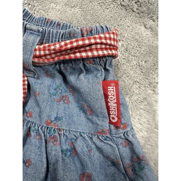 Vintage Oshkosh B Gosh Skirt Girls 3T Blue Tiered Cherry Print Red Tag Made USA - Picture 3 of 7